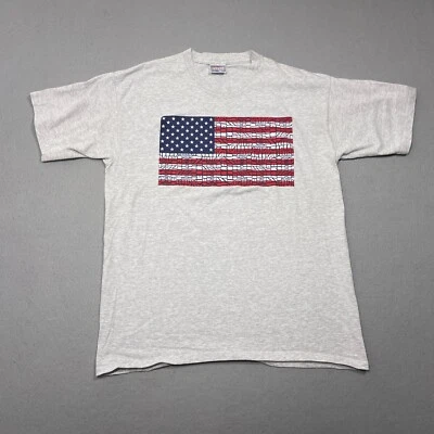 Camisa De Colección Hombres Extra Grande Grande Bandera Americana Puntada Única Gris Patriótica Y2K Foto 1 de 4
