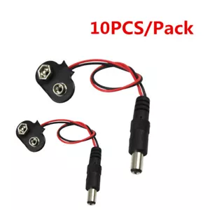 10 Pcs 9V 12cm Battery Connector T Type Clip Plug Wire Cord Leads 9 Volt - Picture 1 of 2
