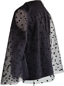 Womens Akris Punto Black Tulle Embellished Long Sleeve Zip Pullover Blouse US 10 - Picture 1 of 16