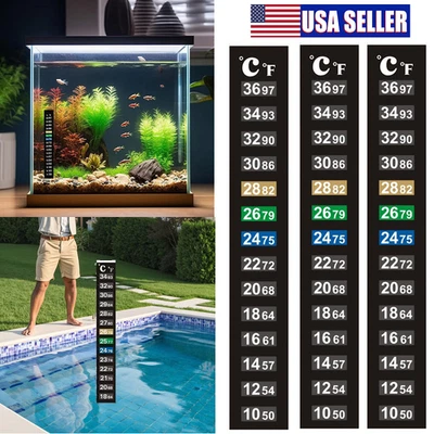 3 x аквариума аквариума термометр температуры стикер палочка на двойной температуры ° F ° C США - Изображение 1 из 4