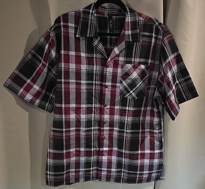 True Rock Button-Up Shirt Men Size XL Multicolor Check Short Sleeve Poly Blend - Image 1 of 4