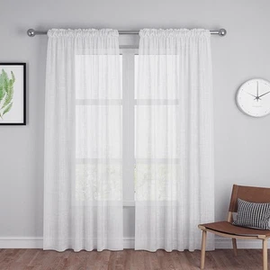 White Sheer Curtains 80 inches Long Living Room Kitchen Dining Curtain Sheers... - Picture 1 of 7