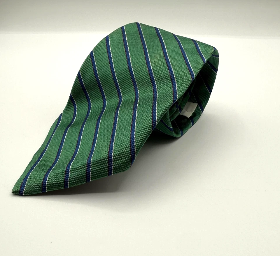 Corbata Brooks Brothers Brooksgate para hombre talla única verde azul a rayas seda hecha a mano Foto 1 de 4