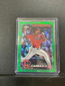2024 Topps Chrome Update Carlos Carrasco #USC4 Green RayWave Refractor /99 - Picture 1 of 2