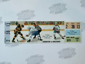 Boleto de los Vancouver Canucks Edmonton Oiolers 1986 19/12/86 Gretzky 2G Messier 3A - Imagen 1 de 2