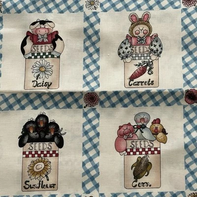 Dianna Marcum Farm Animals Holding Seed Packets Marcus Bros. 1 Yard Uncut - Image 1 of 4