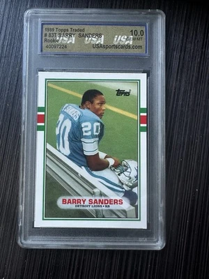 BARRY SANDERS 1989 TOPPS TRADED ROOKIE #83T GEM USA 10 LIONS RC - Image 1 of 2