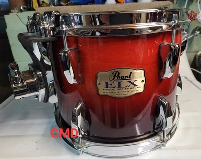 PEARL ELX EXPORT 10" TOM DRUM TAIWAN LACA DESBOTADA VERMELHA/PRETA MONTAGEM ISS MUITO BOM ESTADO - Imagem 1 de 4