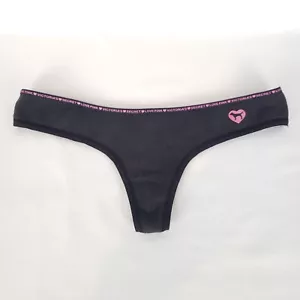 Y2K Victorias Secret PINK Extra Low Rise Thong Womens Small Dog Spell Out Band - Picture 1 of 9
