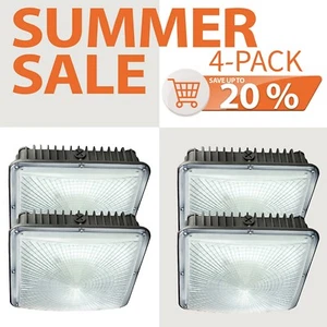 4 Pack 70 Watt LED Canopy Light Outdoor Garage Light 5500K White IP65 Waterproof - Picture 1 of 12