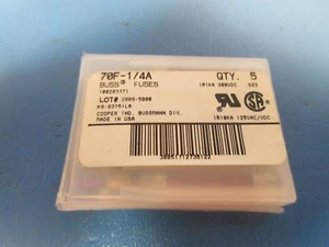 5 PACK Cooper Bussmann, Buss 70F 1/4A, KS-23751L6 Telephone Fuse, BUSS - Picture 1 of 3