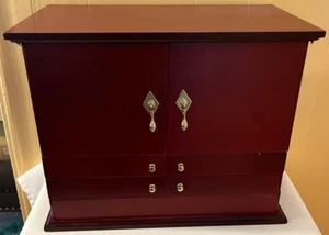 LORI GREINER 5 Tier Multi Compartments Cherry Wood JEWELRY ORGANIZER Box Dresser - Picture 1 of 24