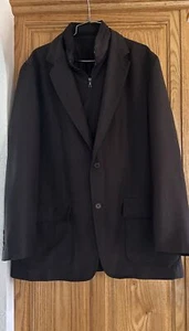 NWOT Alfani Brown Suit Blazer Jacket With Attached Zipper Front Closure Sz:L - Picture 1 of 8