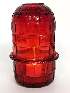 Candelabro vintage de luz roja rubí lámpara de hadas tejida cesta de vidrio vikinga - Imagen 1 de 8