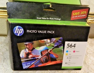Sealed HP 564 Ink Cartridges Photo Value Tri-Pack w/ 85 Photo Paper NIB - Picture 1 of 3