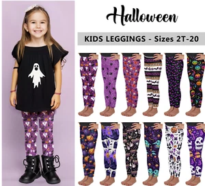 Kids Halloween Leggings #2 Baby Girls Boys Teens Pumpkins Spooky Fall Scary Gift - Picture 1 of 29