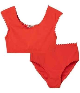 NWT HABITUAL Girl's Scallop Color-Block Two-Pieces Red Swimsuit - Picture 1 of 3