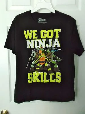 TMNT WE GOT NINJA SKILLS 黑色短袖男孩 T 恤 - X 大号 (18/20) - 全新带标签 — 第 1/4 张图片