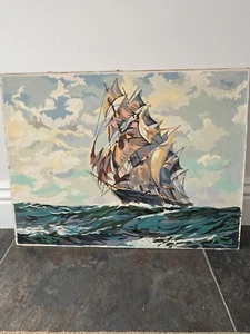VINTAGE PAINT BY NUMBERS Boat 24" x 18.25" - Picture 1 of 8