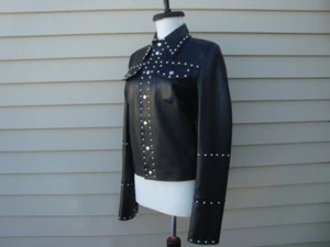 Neu mit Etikett $ 1390 Helmut Lang 100 % Lammleder Nieten Pop-up Knopf Jacke Gr. XS - Bild 1 von 8
