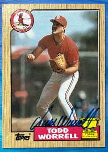 SIGNED 1986 TODD WORRELL St Louis CARDINALS Baseball Card TOPPS #465 EX