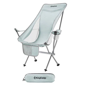 KingCamp Highback Camping Lounge Chair with Cupholder & Pocket, Grey (Open Box) - Picture 1 of 10