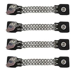 American Flag Eagle Head Patriot 4 Pc Genuine Leather Vest Extenders made in USA - Picture 1 of 1
