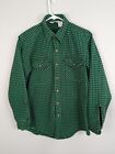 Duxbak Flannel Shirt Men's Medium Green Plaid Button Up Long Sleeve