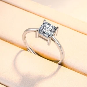 Crystal Square Stone Adjustable Ring 925 Steling Silver Women Ladies Jewellery - Picture 1 of 7