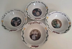 VTG 1996 Kellogg’s  Collectible Bowls,  Set Of 4- Print Ads From Early 1900s - Picture 1 of 9