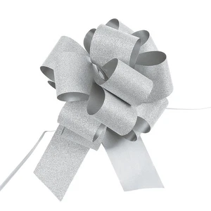 Silver Glitter Pew Bows - 12 Pc. - Picture 1 of 2