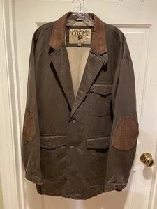 Mens Chore Coat Blazer 2XL Brown Leather Collar Madison Creek Cotton Barn Style - Picture 1 of 24