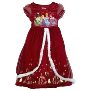 Disney Prinzessin Mädchen seidig rot Glitzer Urlaub Weihnachten Nachthemd Medium 8 - Bild 1 von 2