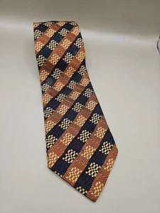 Ermenegildo Zegna Men's 100% Silk Necktie ITALY Brown Gold Black 58 x 3.5 - Picture 1 of 3