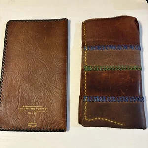 Set portafoglio vintage Osborne Co in pelle con copertina per libretto degli assegni vera pelle di manzo made in USA - Foto 1 di 14