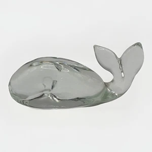 Vtg Pilgrim Glass Clear ArtGlass Whale Paperweight Sea Ocean Figurine Nautical - Picture 1 of 7