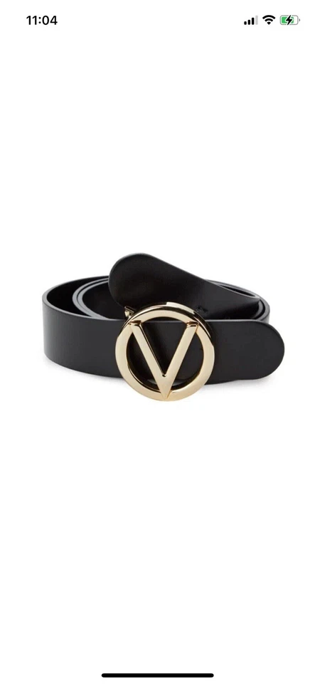 Mario Valentino Cinturón Cuero Negro Dorado V Logo Hebilla Talla XL Italia Nuevo sin Etiquetas Foto 1 de 1