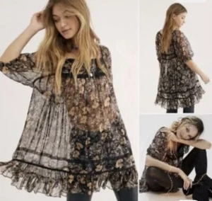 Free People More Than a Feeling Tunic Top Size XS Oversized Boho Festival Sheer - Picture 1 of 6