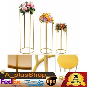 3 Stück Metall Blumenständer Gold Rund Säulenständer Hochzeit Bankett Saal Party Deko - Bild 1 von 14