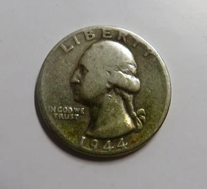 1944 Washington Quarter Dollar Rainbow Toned Album Coin Orange & Yellow #48 - Imagen 1 de 6