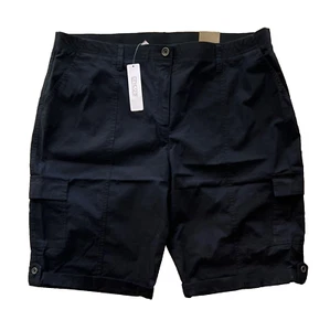 Chico's NWT Size 3 $55 Coastal Musing Fitigues Cotton-Blend Cargo Shorts Black - Picture 1 of 2