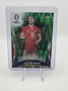 2024 Topps Chrome UEFA Euro #64 Dusan Vlahovic Green Ray Wave Serbia - Bild 1 von 2