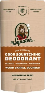 Dr. Squatch Men's Natural Deodorant, Wood Barrel Bourbon, 2.65 oz