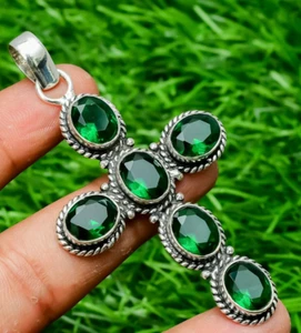 Chrome Diopside Gemstone 925 Sterling Silver Handmade Jewelry pendant 2.10" - Picture 1 of 7