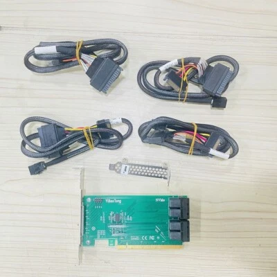 U.2 NVMe SSD SFF8643 to SFF-8639 NVMe U.2 with Cable PCIe x16 Quad Port Adapter - Image 1 of 4