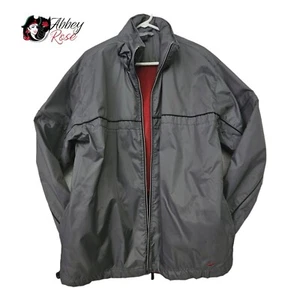 Nike Jacket Nylon Men Hooded Full Zip Parka Jacket Red Swoosh Logo Size Large - Picture 1 of 24
