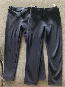 2 Pair Girls Osh-Kosh Navy Adjustable Uniform Pants Size 6/6X - Picture 1 of 4