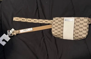 Michael Kors Brown/Tan Signature MK Logo Belt Bag Waist Fanny Pack New S/M - Picture 1 of 4