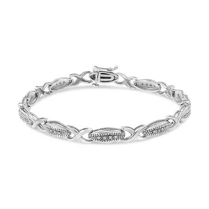 1/5 Carat Round-Cut Real Diamond X Link Bracelet in Sterling Silver - 7.50" - Picture 1 of 7