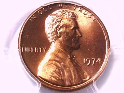 1974 P Lincoln Memorial Cent PCGS MS 66 RD 83676323 - Image 1 of 3